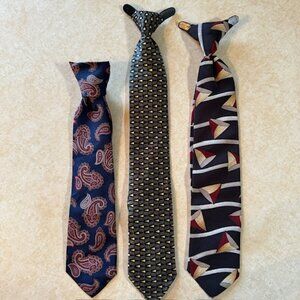 Vintage Boys Clip On Ties - set of 3